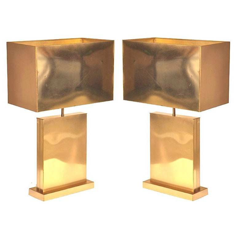 Pair of Signed Curtis Jere Brass Table Lamps