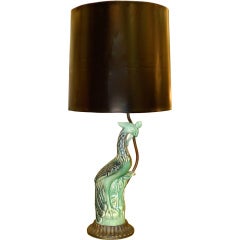 Chinese Green Porcelain Pheasant Lamp