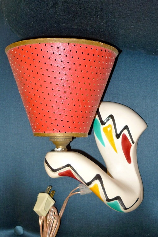 Mid-20th Century Whimsical French 1950's Ceramic Sconces