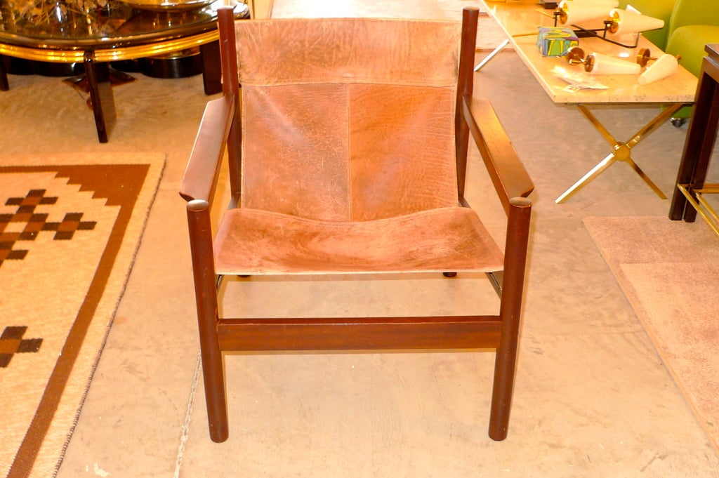 Leather Sling Arm Chair by Michel Arnoult 1