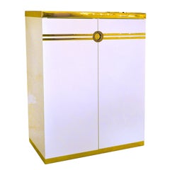 Pierre Cardin Tall Chest of Drawers Brass & Ivory
