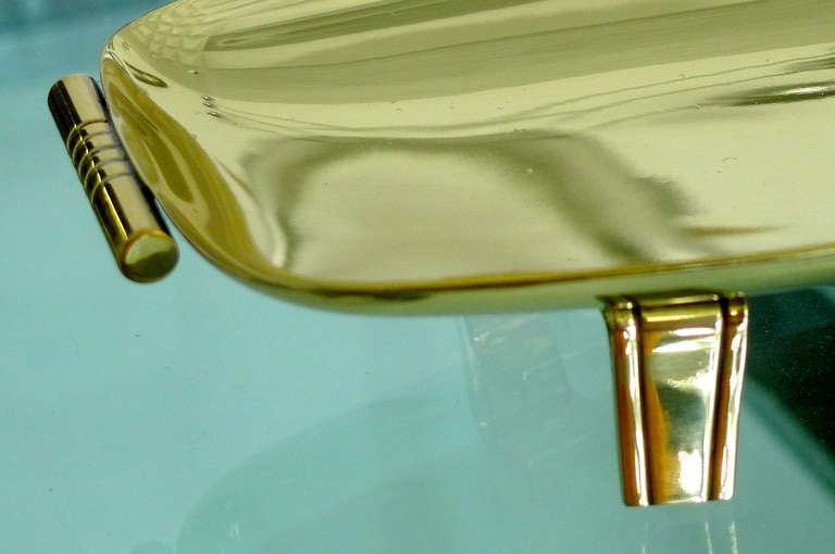 Mid-Century Modern Tommi Parzinger for Dorlyn Long Brass Footed Tray
