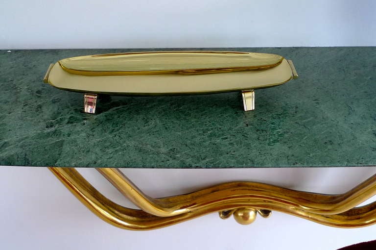 American Tommi Parzinger for Dorlyn Long Brass Footed Tray