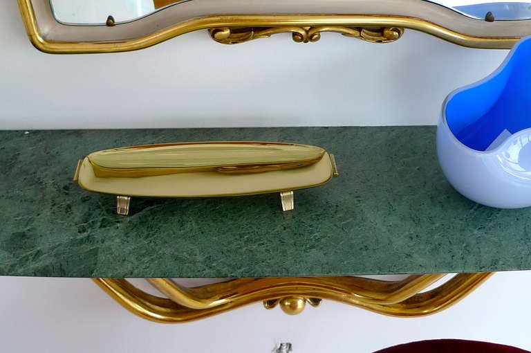 Tommi Parzinger for Dorlyn Long Brass Footed Tray In Excellent Condition In Hanover, MA