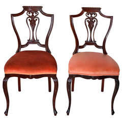 Antique Pair of Petite Mahogany Salon Chairs