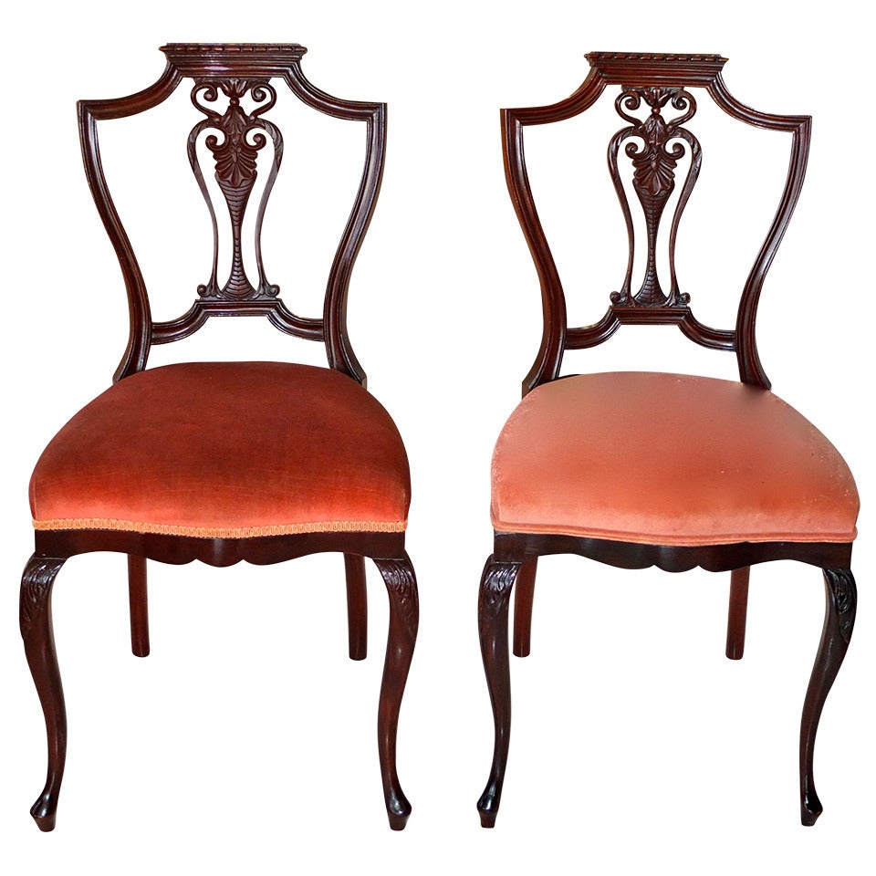 Pair of Petite Mahogany Salon Chairs For Sale