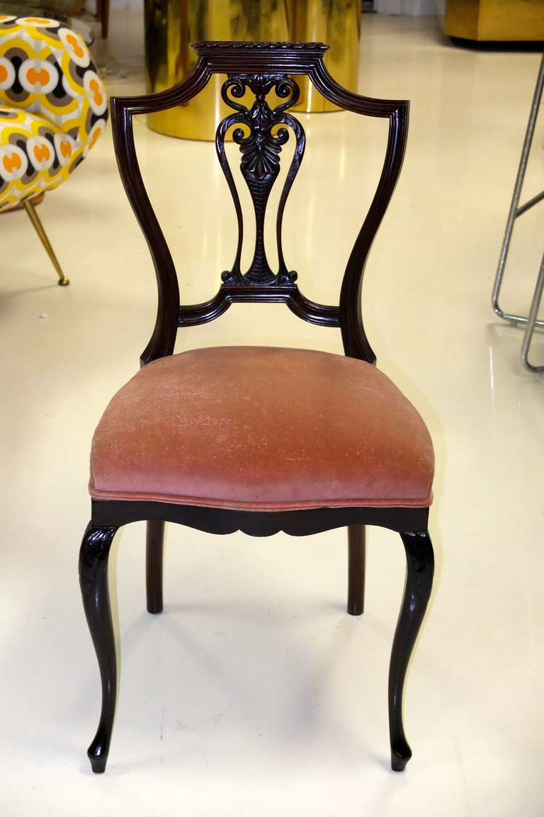 British Pair of Petite Mahogany Salon Chairs For Sale