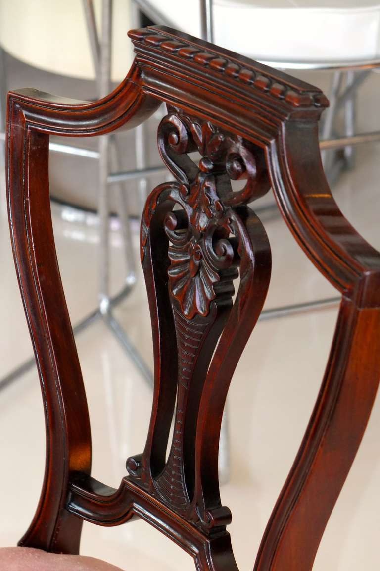 20th Century Pair of Petite Mahogany Salon Chairs For Sale