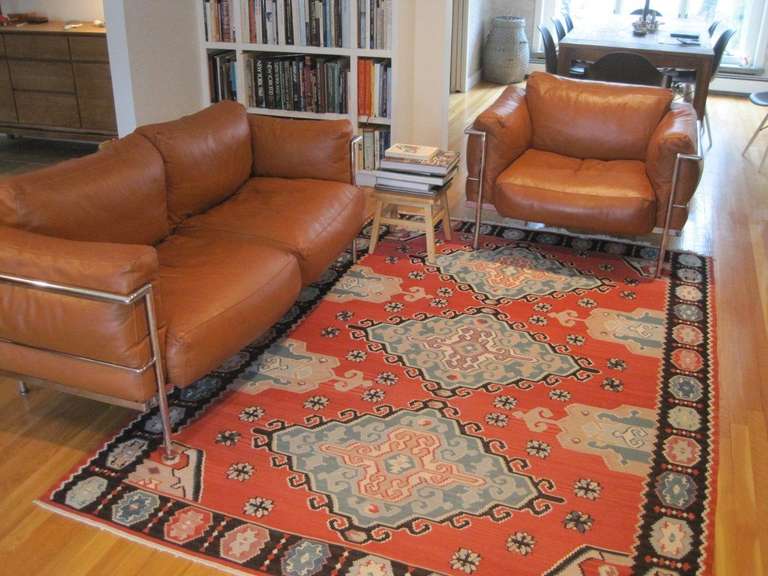 Leather & Chrome Corbusier Style Sofa 4