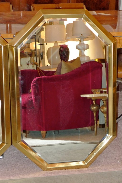 Octagonal Brass Mirror For Sale 1