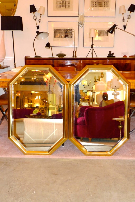 Octagonal Brass Mirror For Sale 2