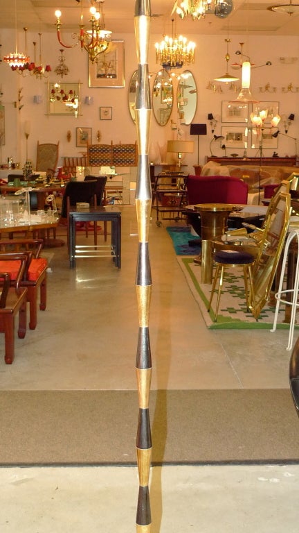 Italian Gunmetal & Brass Harlequin Floor Lamp For Sale