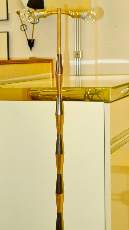 Mid-20th Century Gunmetal & Brass Harlequin Floor Lamp For Sale