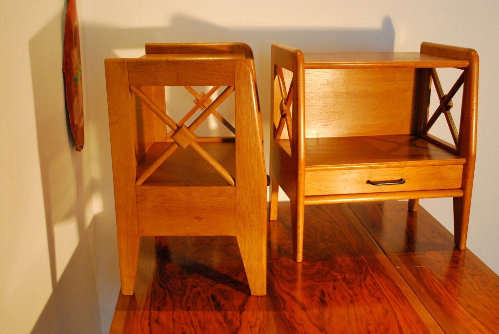Mid-20th Century Pair of 1940's French Nightstands by Jacques Adnet