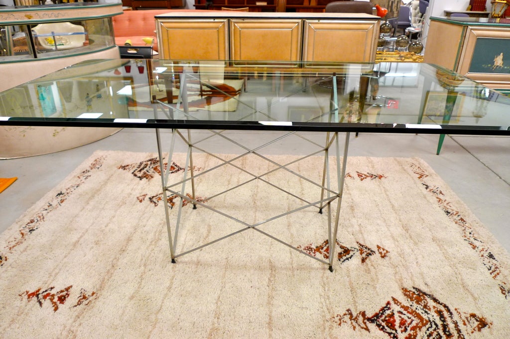 Table de salle à manger à abattant et six chaises en chrome de la collection Pace des années 1970 Bon état - En vente à Hanover, MA