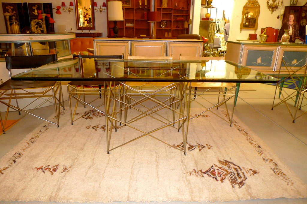 1970's Pace Collection Chrome Scaffold Dining Table & Six Chairs For Sale 4
