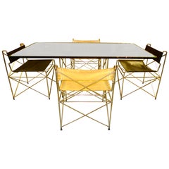 1970's Pace Collection Chrome Scaffold Dining Table & Six Chairs