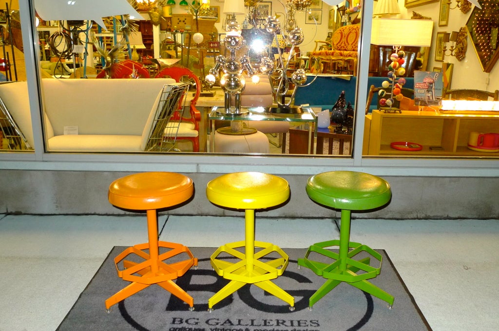 PVC 1960's Cal-Style Swivel Stools For Sale
