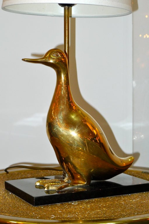 Vintage Brass Duckling Table Lamp 1