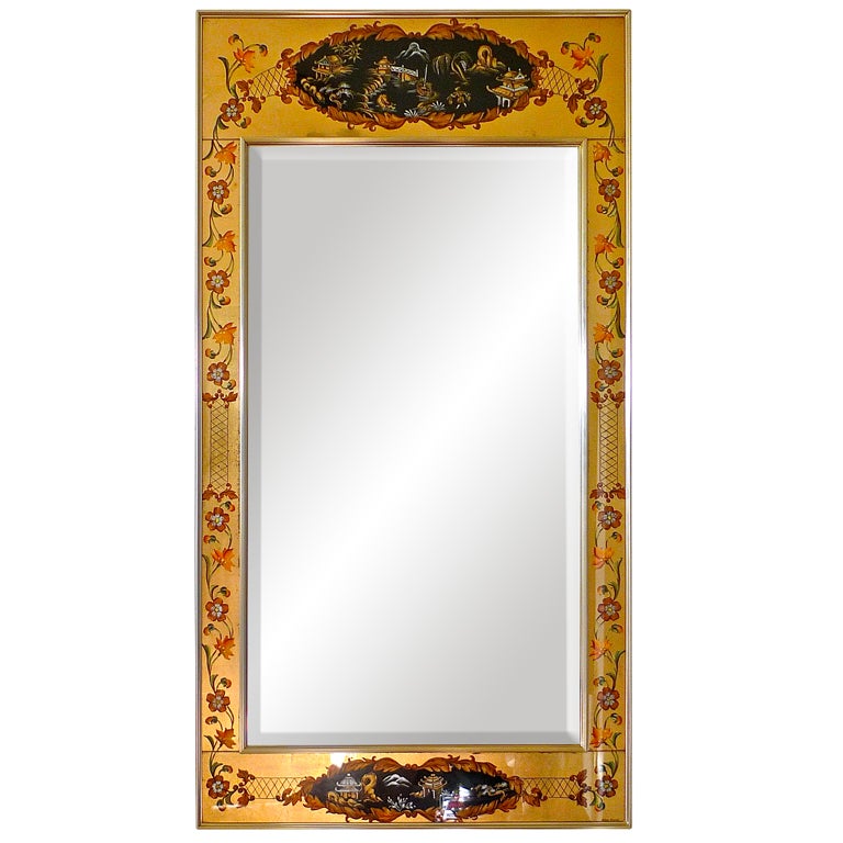 La Barge Reverse Painted and Gilt Rectangular Mirror