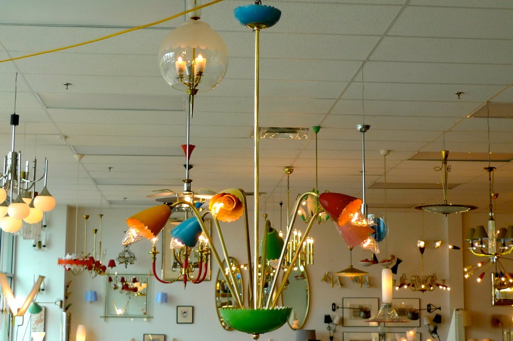 Lampadario botanico italiano colorato degli anni 50 in vendita 4