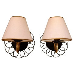Two Pair of Petite French Wire & Brass Sconces After Royere 10