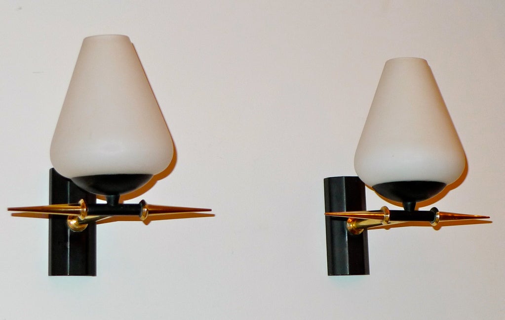 Spikes & Cones - Pair of Petite French 1950's Sconces