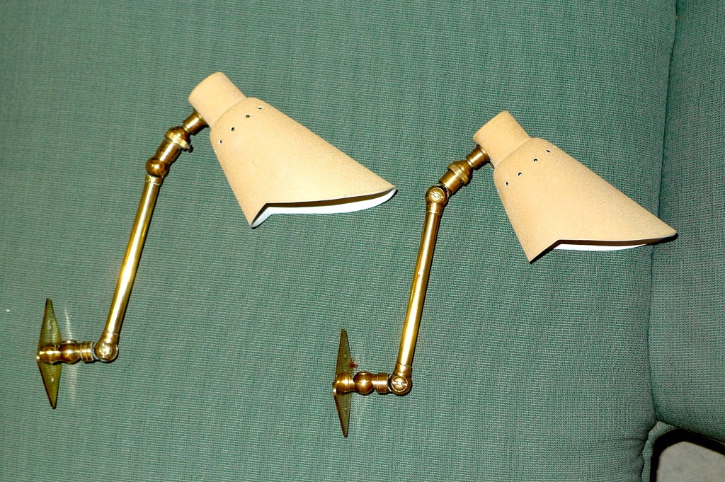 Italian Pair of Articulating Wall Lights by Stilnovo