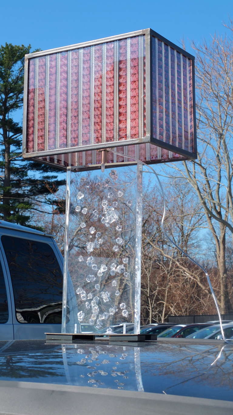 Pair of Bullet Hole Riddled Salvaged Security Window Lamps In Good Condition For Sale In Hanover, MA