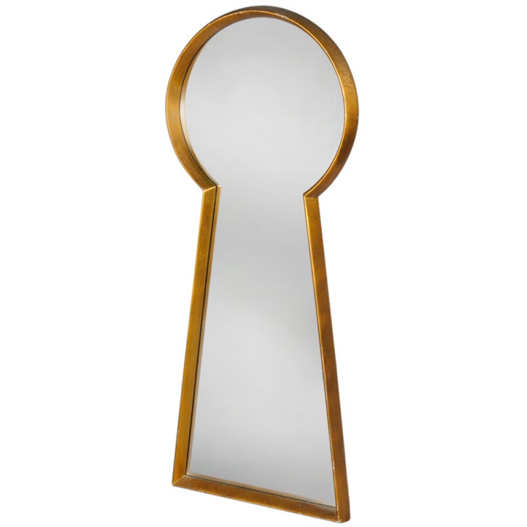 Gilt Wood Framed Key Hole Mirror Attributed to LaBarge at 1stDibs