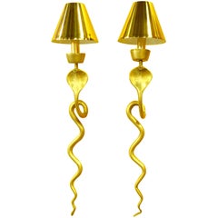 Pair of French Brass Cobra Sconces