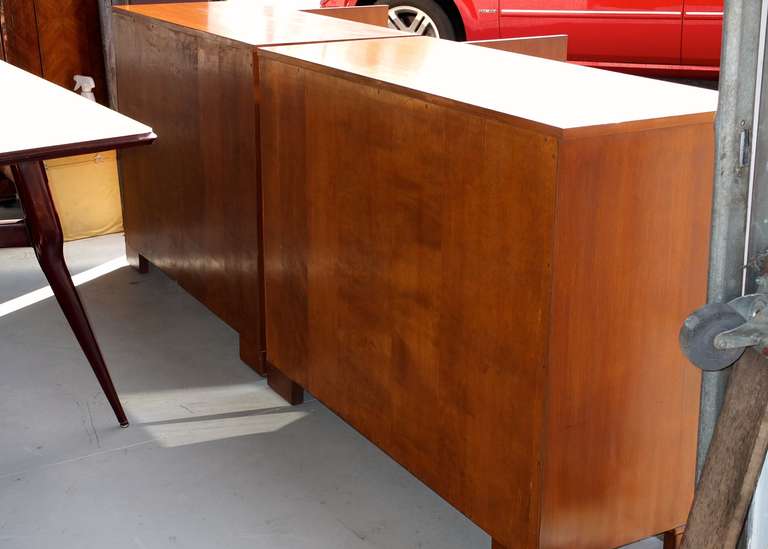 Mahogany Matched Pair of Two Door Chests In the Manner of James Mont