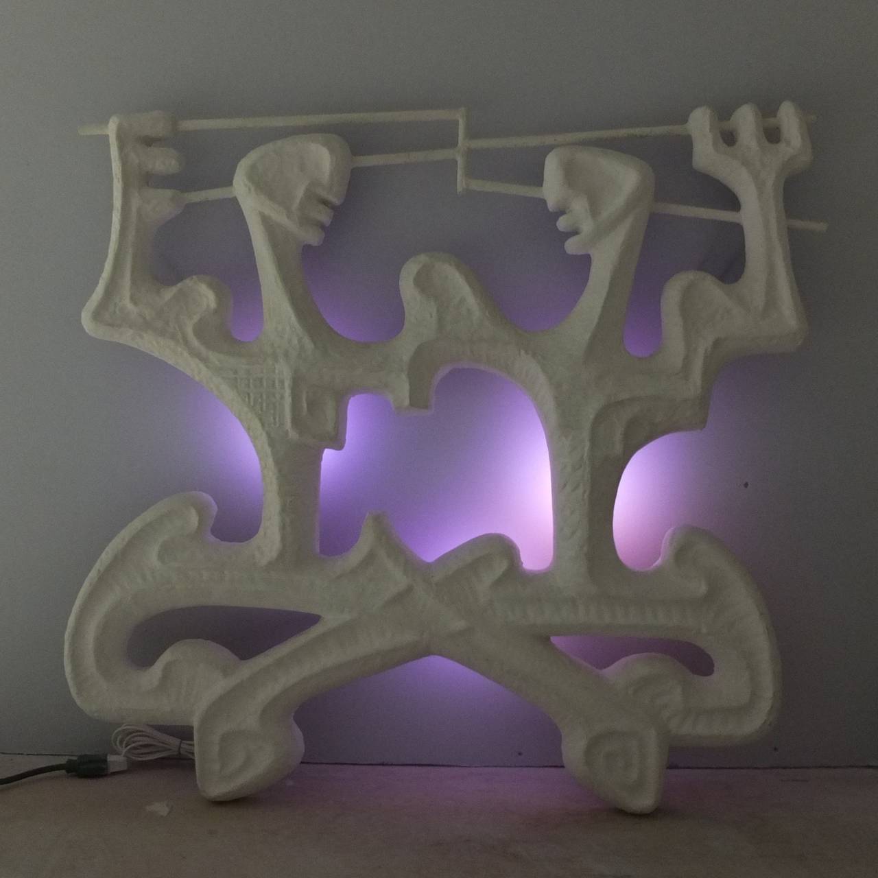 American Rare Backlit Gemini Wall Sculpture by Frederic Weinberg