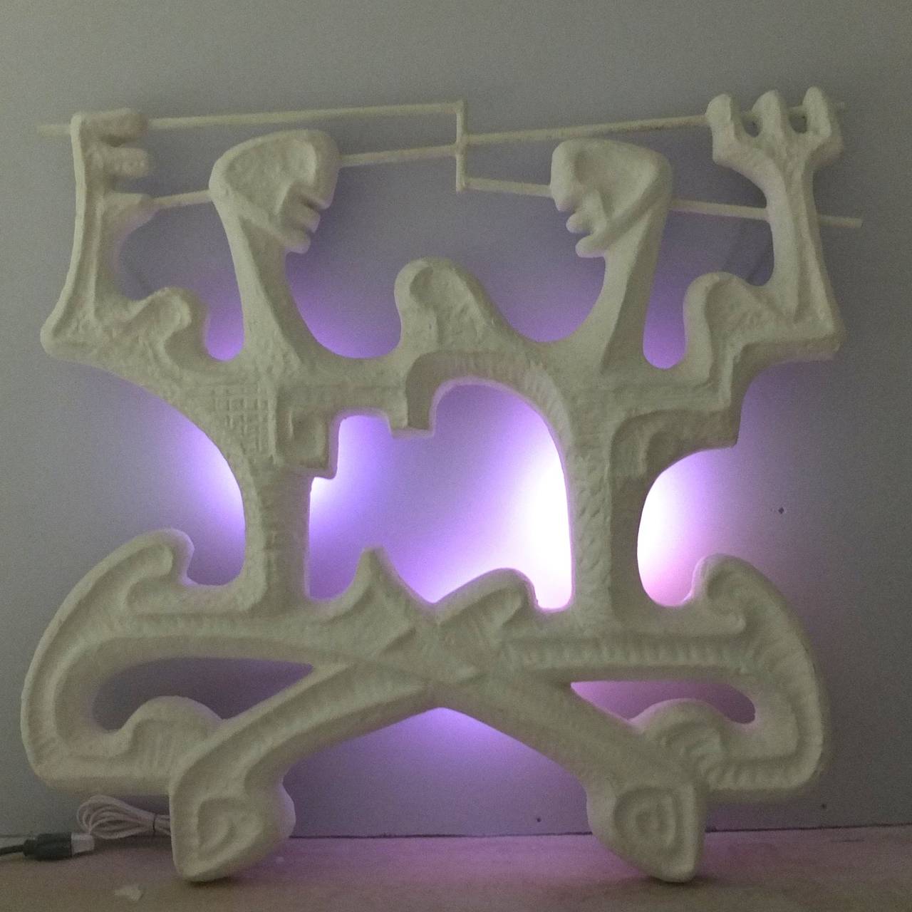 Mid-Century Modern Rare Backlit Gemini Wall Sculpture by Frederic Weinberg