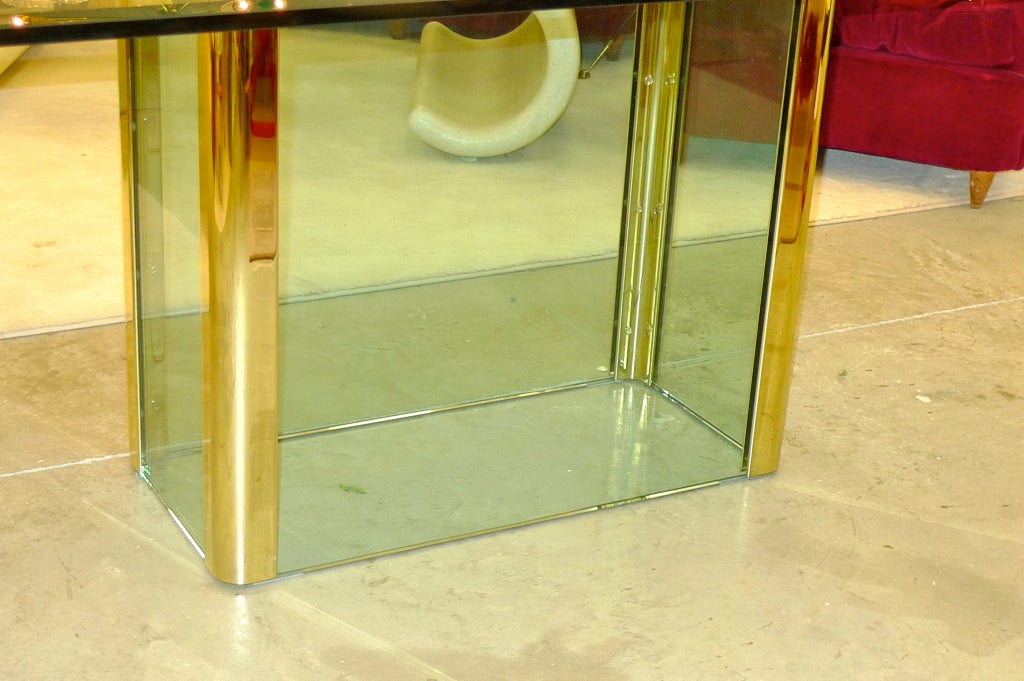1970's Pace Collection Dining Table - Glass & Brass Mounts 3