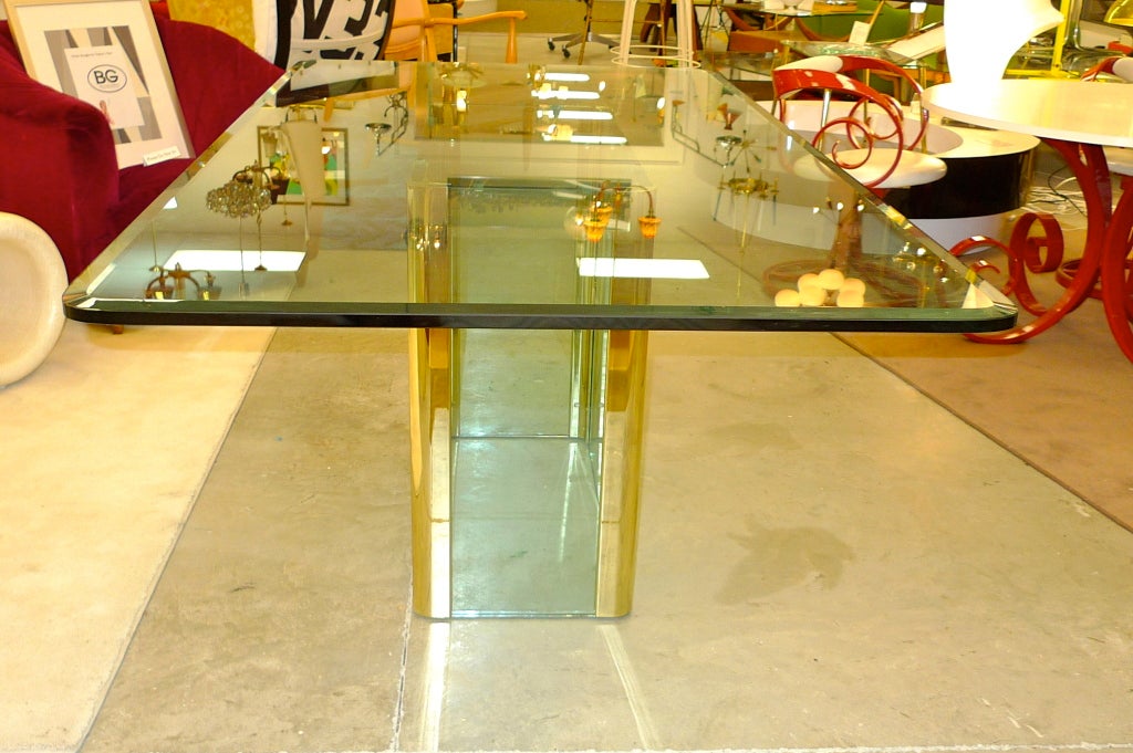 1970's Pace Collection Dining Table - Glass & Brass Mounts 4
