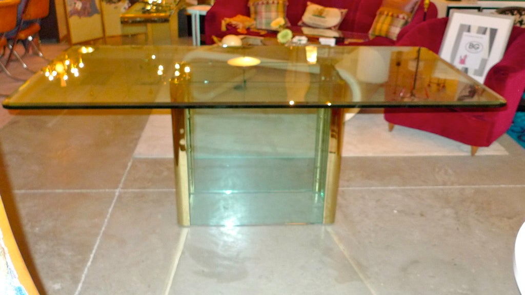 1970's Pace Collection Dining Table - Glass & Brass Mounts 5