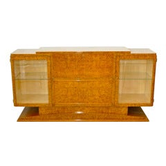 French Art Deco Burl Walnut Sideboard Bar 11