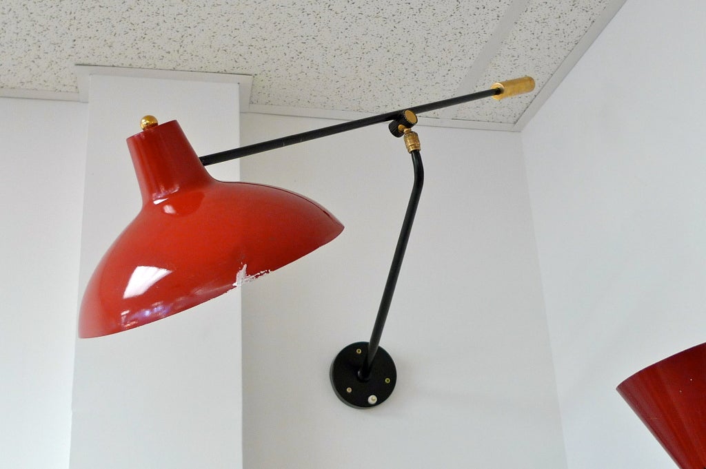 1950's French Counterbalance Swing Arm Wall Lamp