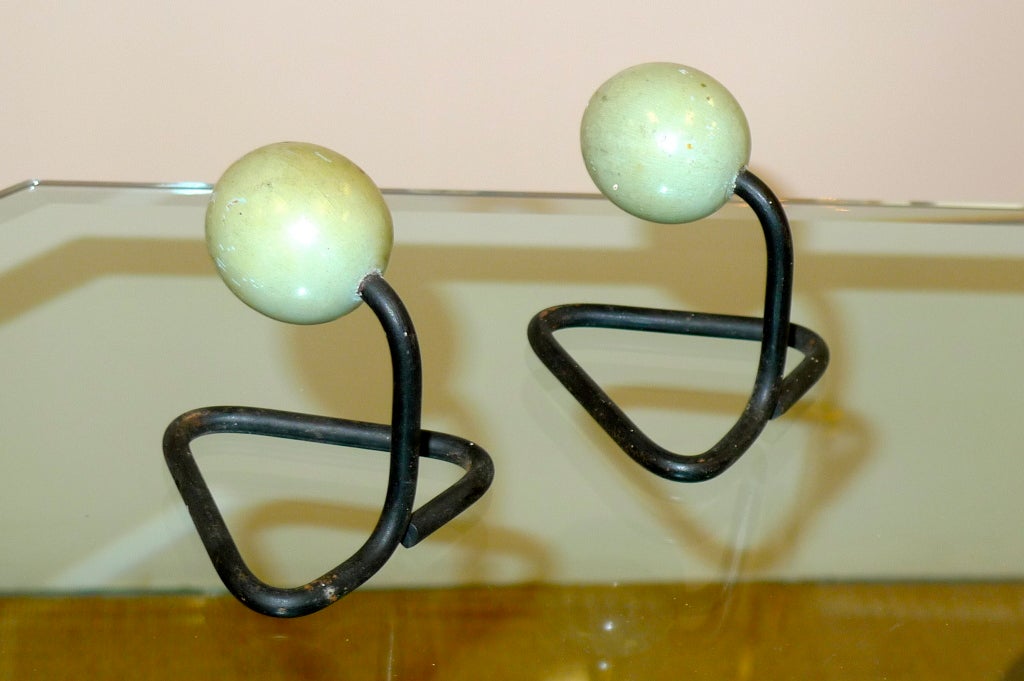 Iron French Modernist Coat Hooks in the Style of Jean Royere