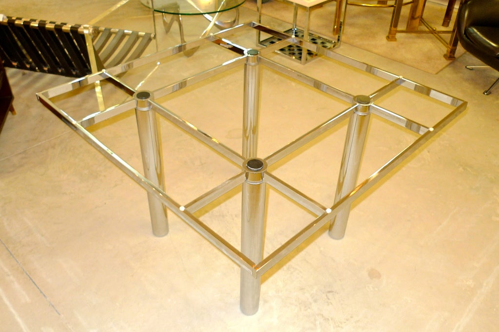 Chrome Table de salle à manger carrée 'Andre' par Tobia Scarpa pour Knoll en vente