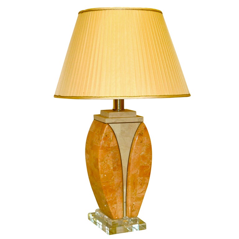 Brass Lamp On Lucite Base, Lucite Base Table Lamp