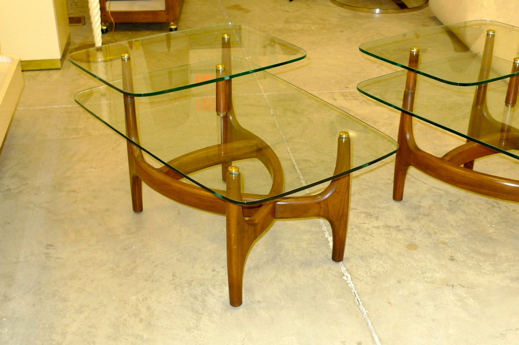 American Pair of Two Tier End Tables by Adrian Pearsall