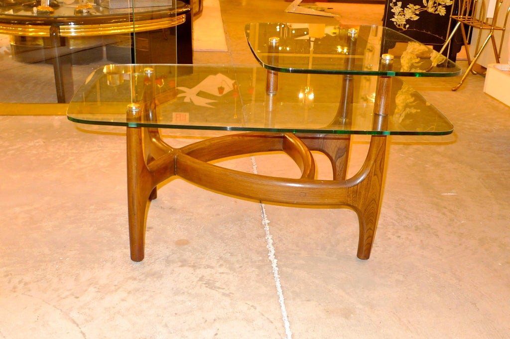 Walnut Pair of Two Tier End Tables by Adrian Pearsall
