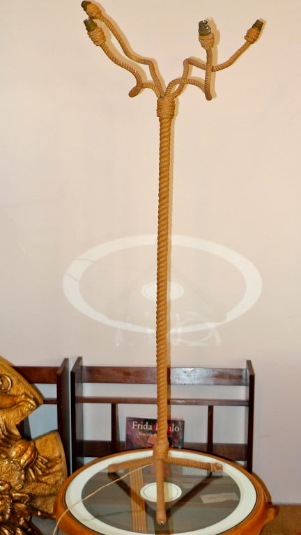 Mid-20th Century French 1950's Twisted Rope Floor Lamp by Audoux et Minet