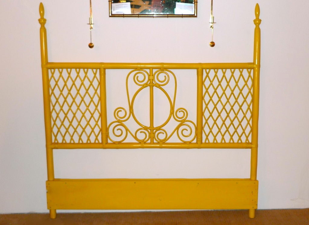 American Vintage Queen Yellow Rattan Headboard by Willow and Reed