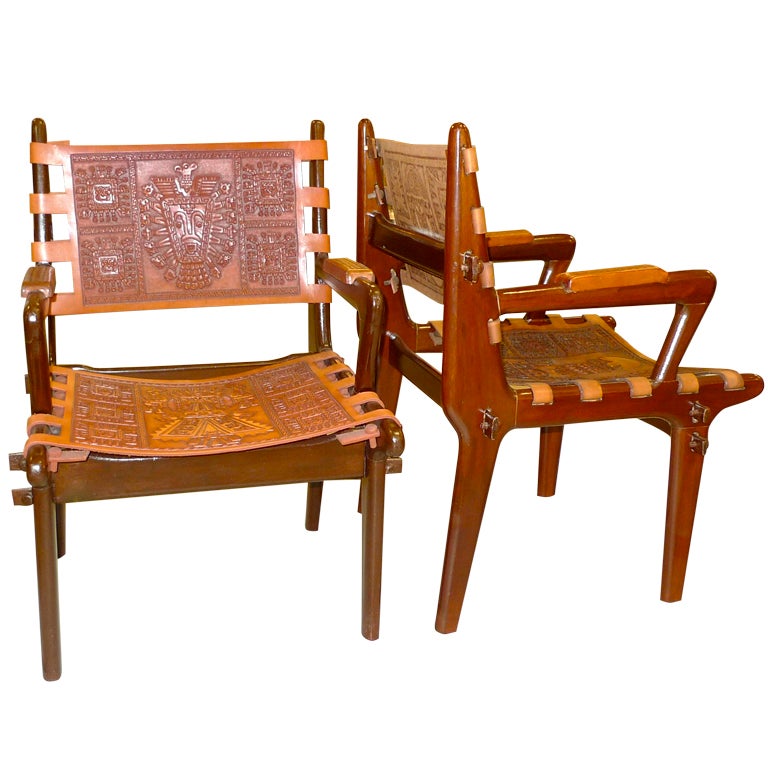 Pair of Ecuadorian Lounge Chairs via Peace Corps For Sale