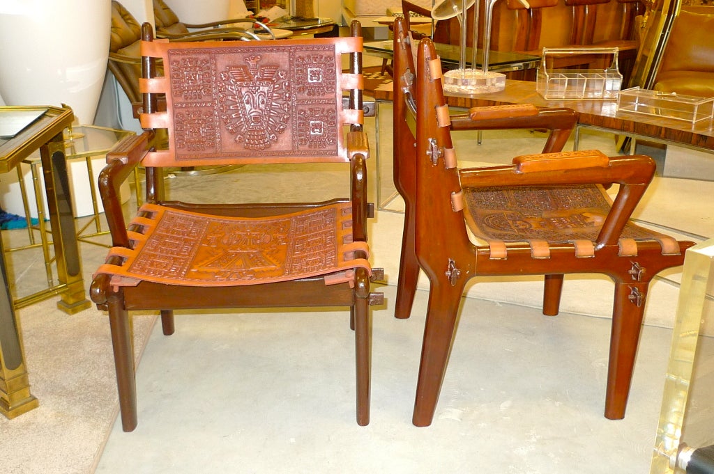 Late 20th Century Pair of Ecuadorian Lounge Chairs via Peace Corps For Sale