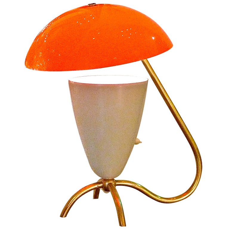 1950's Italian Orange Flowerpot Lamp For Sale