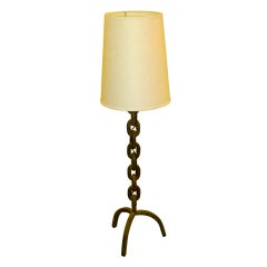 French Iron Chain Table Lamp with Tripod Base